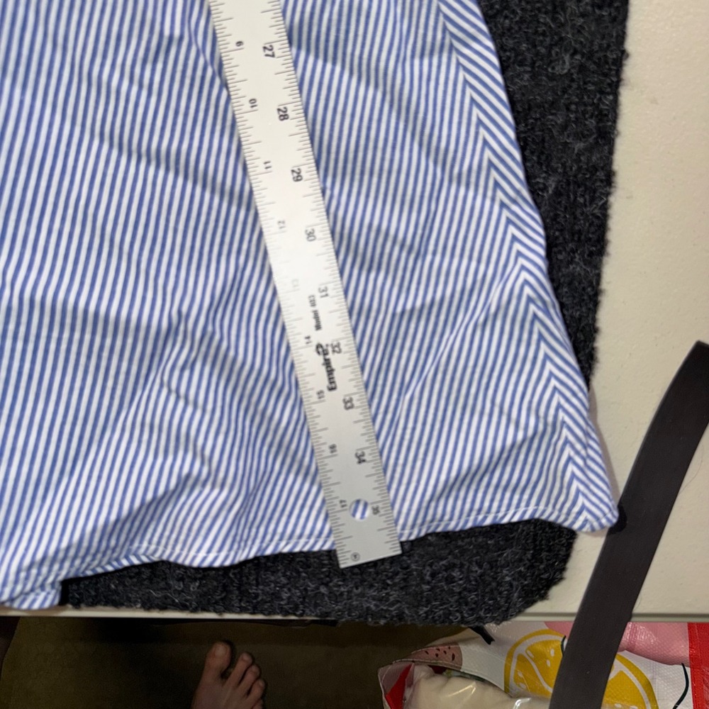 Blue White Striped Ruched Asymmetrical Midi Skirt Lagenlook Euro style M - Picture 6 of 10